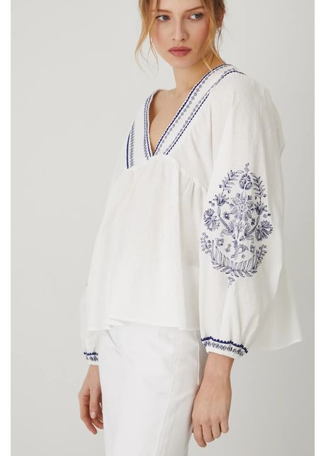 Medicine bluza din bumbac femei culoarea alb in modele florale