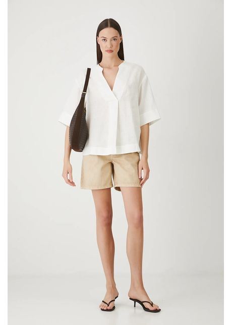 Medicine bluza din in culoarea alb neted