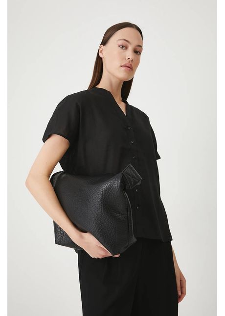Medicine bluza din in culoarea negru neted