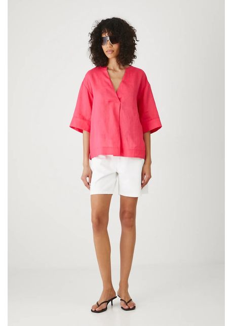 Medicine bluza din in culoarea portocaliu neted