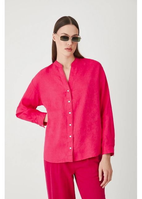 Medicine bluza din in culoarea portocaliu, neted