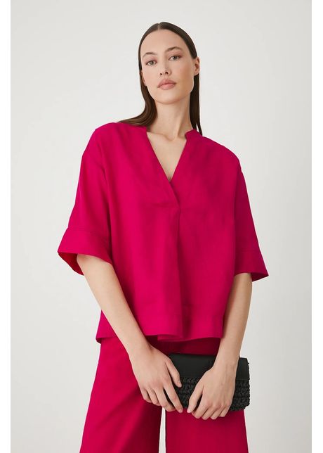 Medicine bluza din in culoarea roz neted