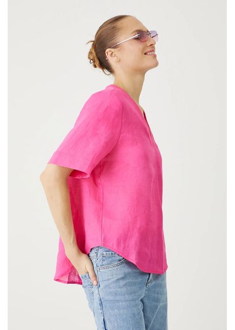 Medicine bluza din in culoarea roz neted