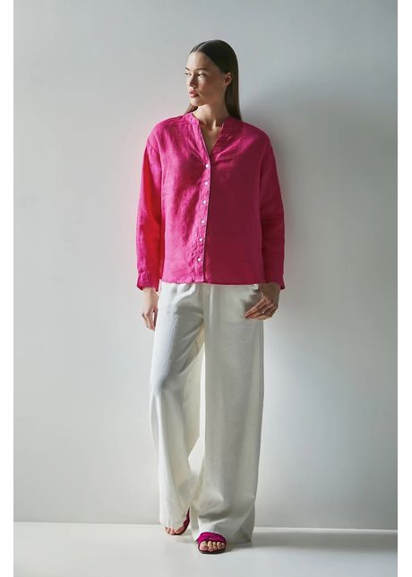 Medicine bluza din in culoarea roz, neted