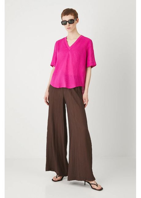 Medicine bluza din in culoarea violet neted
