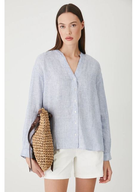 Medicine bluza din in in dungi