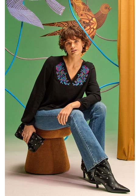Medicine bluza femei culoarea negru cu imprimeu