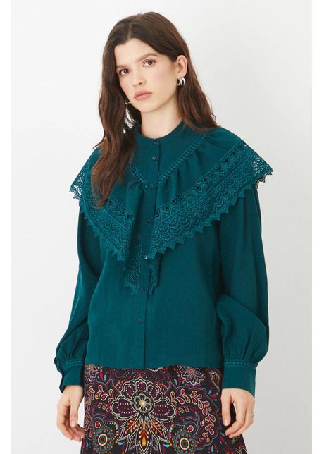 Medicine bluza femei culoarea verde cu imprimeu