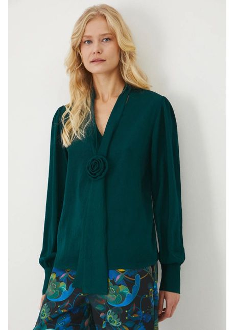 Medicine bluza femei culoarea verde neted