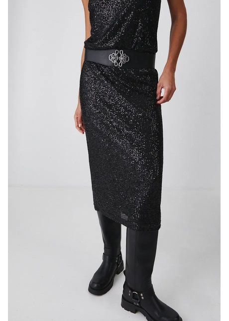 Medicine fusta culoarea negru midi drept