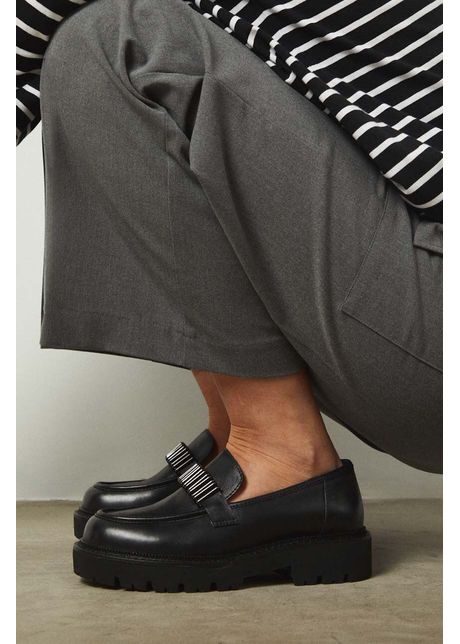 Medicine mocasini de piele femei culoarea negru cu platforma