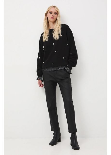 Medicine pantaloni culoarea negru, fason chinos, medium waist