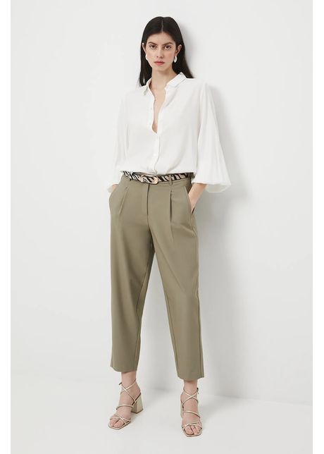 Medicine pantaloni culoarea verde, lat, medium waist