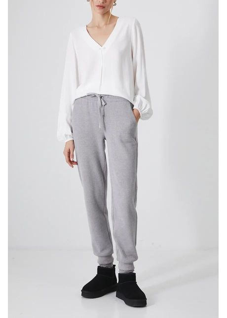 Medicine pantaloni de trening culoarea gri neted