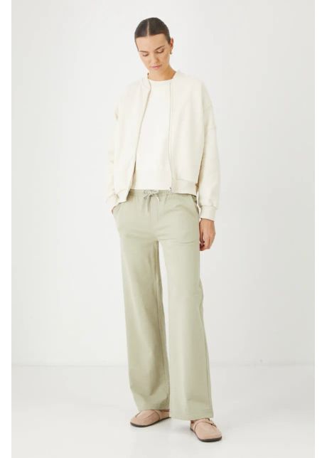 Medicine pantaloni de trening din bumbac femei culoarea verde neted