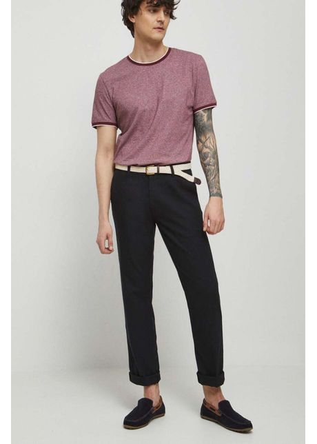Medicine pantaloni din in barbati culoarea negru cu fason chinos