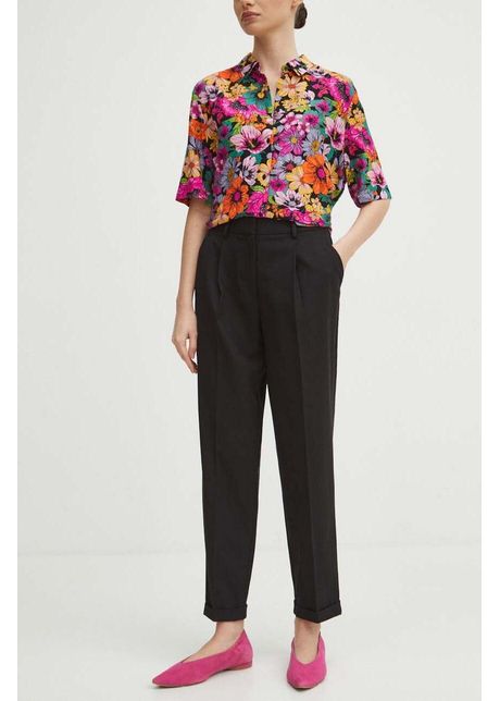 Medicine pantaloni femei culoarea negru fason chinos high waist