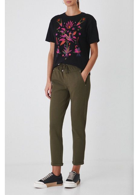 Medicine pantaloni femei culoarea verde neted