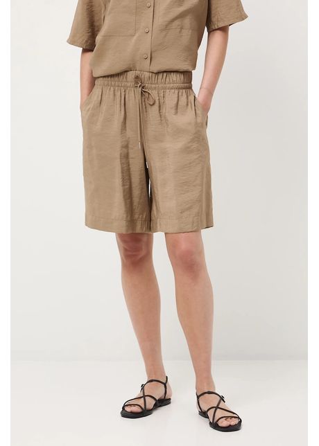Medicine pantaloni scurți culoarea bej, uni, high waist
