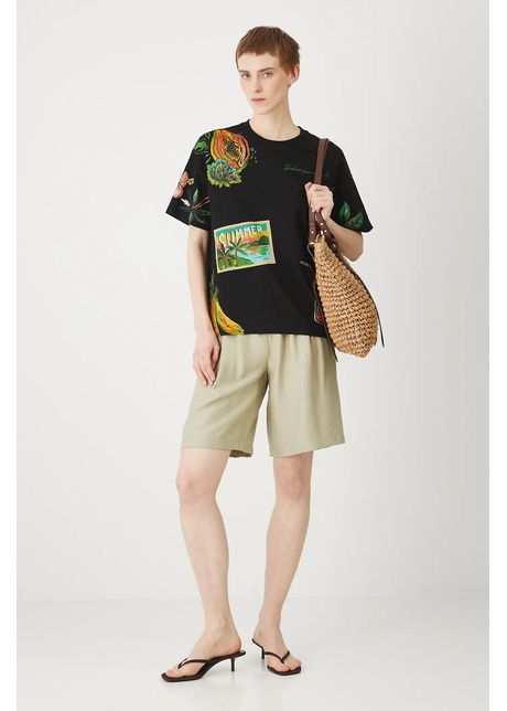Medicine pantaloni scurți culoarea verde, uni, high waist