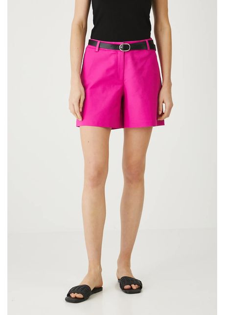 Medicine pantaloni scurti culoarea roz, neted, medium waist