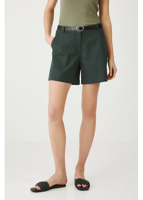 Medicine pantaloni scurti culoarea turcoaz, neted, medium waist