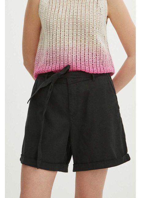 Medicine pantaloni scurti femei culoarea negru neted high waist