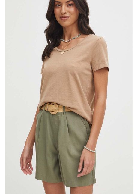 Medicine pantaloni scurti femei culoarea verde neted high waist