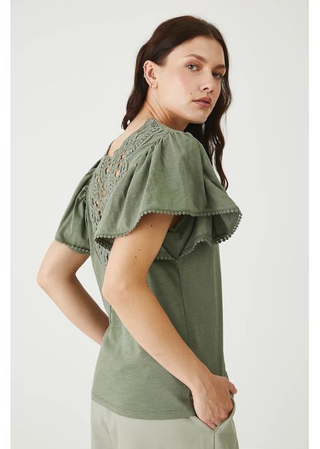 Medicine tricou din bumbac culoarea verde cu spate descoperit