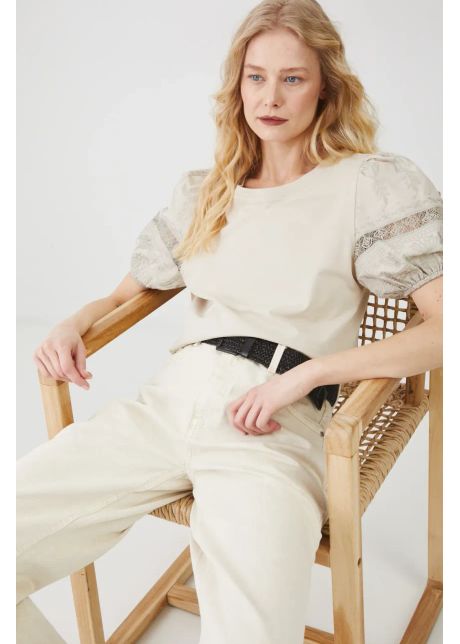 Medicine tricou femei culoarea bej