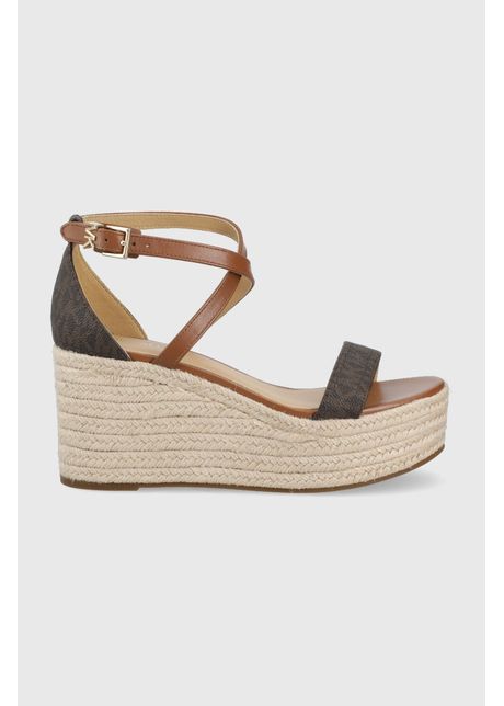 Michael michael kors sandale serena wedge espadrille femei culoarea maro toc pana