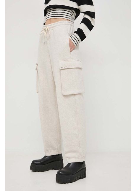 Miss sixty pantaloni de trening din bumbac culoarea bej neted