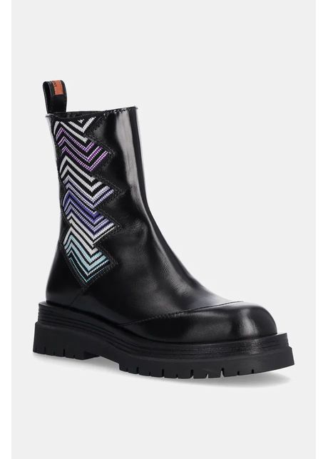 Missoni botine kaya femei culoarea negru cu toc plat mw50 050
