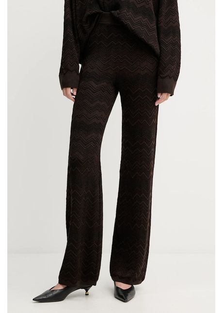 Missoni pantaloni din lână culoarea maro, drept, high waist, DS25WI0J.BK01CP