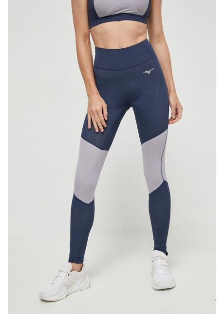 Mizuno leggins de alergare impulse core culoarea albastru marin cu imprimeu