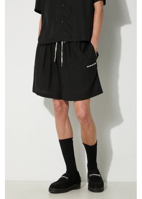 Mki miyuki zoku pantaloni scurti tencel shorts barbati culoarea negru tencel shorts