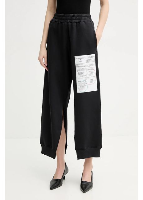 Mm6 maison margiela pantaloni de trening din bumbac femei culoarea negru cu imprimeu s52ka0527 m25012