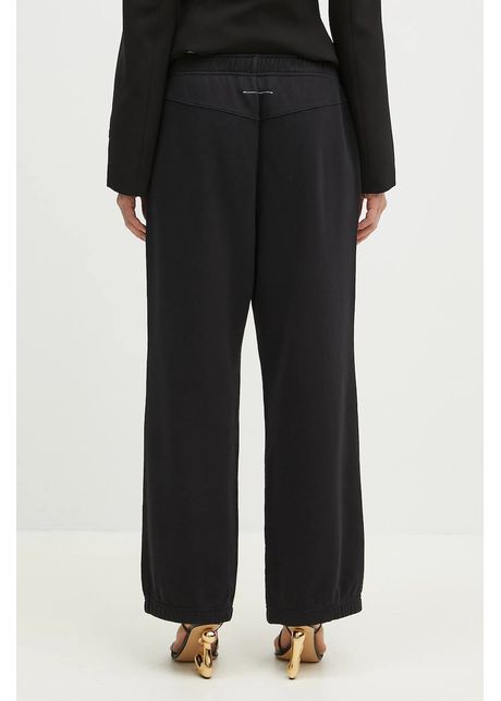 Mm6 maison margiela pantaloni de trening din bumbac femei culoarea negru cu imprimeu s62kb0227
