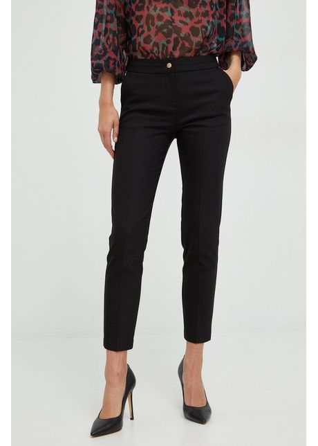 Morgan pantaloni femei culoarea negru drept medium waist