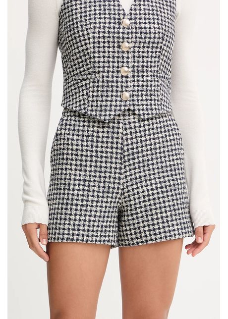 Morgan pantaloni scurți culoarea negru, cu imprimeu, high waist, SHEAN.F