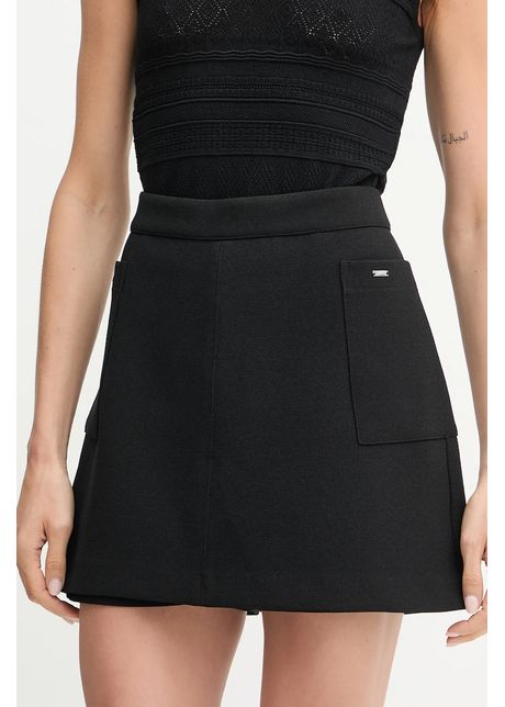 Morgan pantaloni scurti culoarea negru, neted, high waist