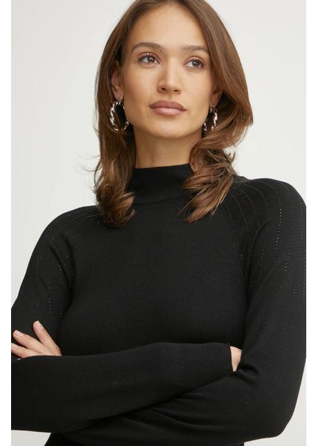 Morgan pulover mpretty femei culoarea negru light cu turtleneck mpretty