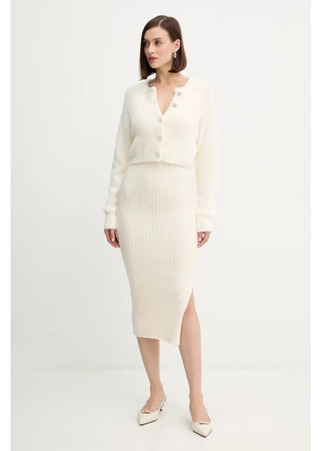 Morgan rochie și cardigan culoarea bej, midi, mulată, RMORILO