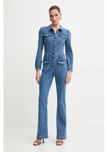 Morgan salopet din denim pvarm cu guler pvarm