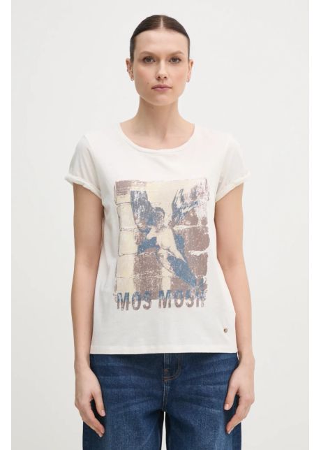Mos mosh tricou din bumbac femei culoarea bej 168410