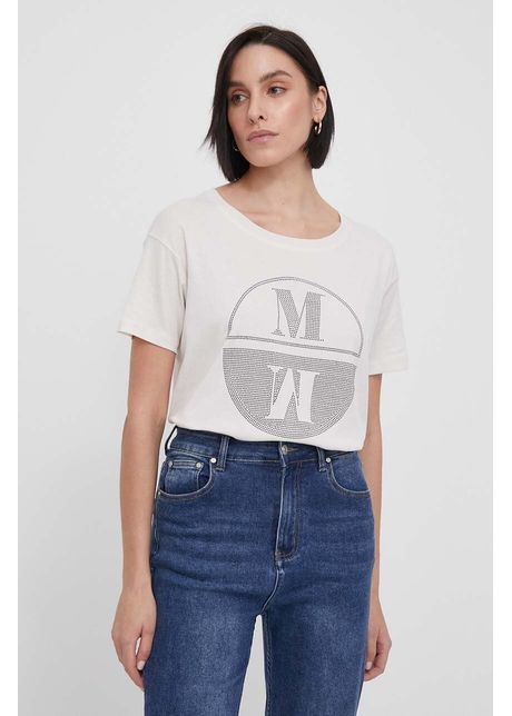 Mos mosh tricou din bumbac femei culoarea bej