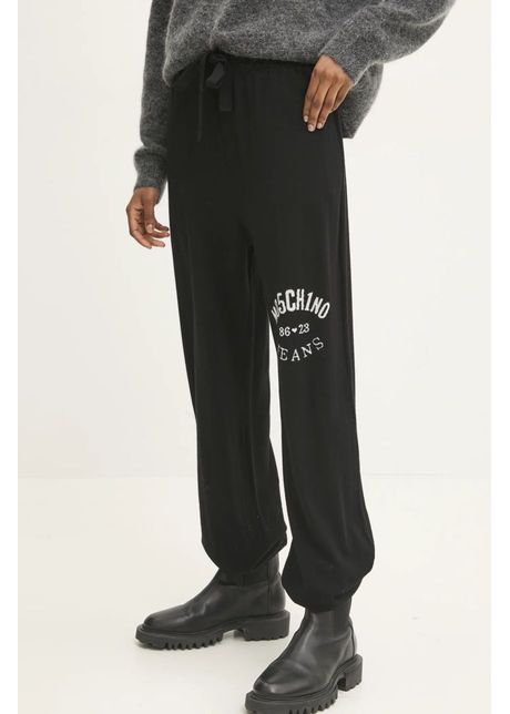 Moschino jeans pantaloni de trening de l n culoarea negru cu imprimeu j0380 8700
