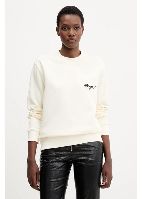 MSGM hanorac de bumbac culoarea bej, cu imprimeu, 2000MDM543.300001