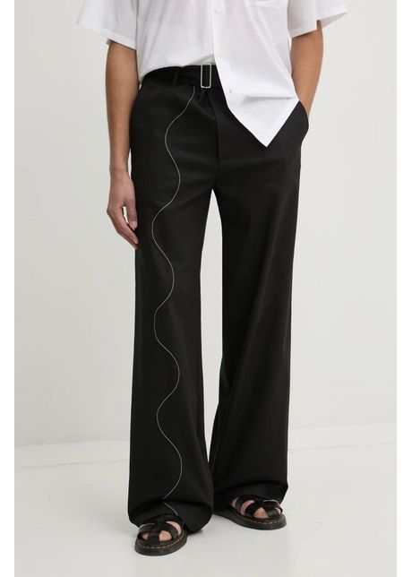 Msgm pantaloni barbati culoarea negru drept 3840mp18x 257133