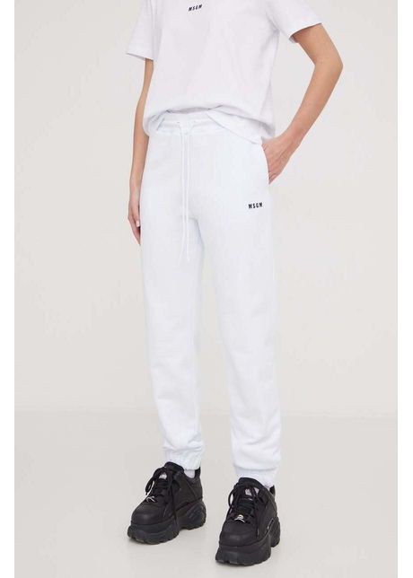 Msgm pantaloni de trening din bumbac culoarea alb uni 2000mdp500 200000